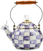 MACKENZIE-CHILDS Whistling Tea Kettle, Purple-and-White Violet Check by Unknown