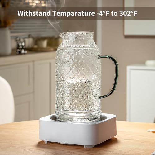 Buaic Glass Pitcher with Lid, 68 oz/2 Liter Vintage Water Pitcher - Image 5