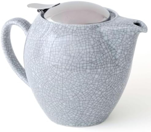 ZERO JAPAN Crackle Glaze Ceramic Teapot, Japanese Teapot with Stainless Steel Lid and Removable Infuser, Made in Mino Japan, 19.6 oz, Crackle Blue by ZEROJAPAN