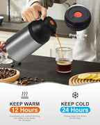 Thermal Coffee Carafe Insulated Stainless Steel Coffee Carafe for Hot Liquid Vacuum Thermal Pot Creamer Pitcher Dispenser Keeping Hot Water Milk (silver68 oz) - Image 3