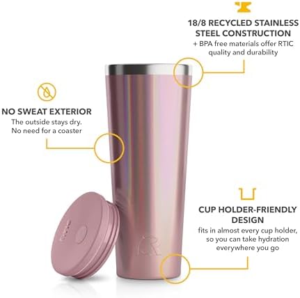 RTIC 28oz Everyday Tumbler, Insulated, Ceramic Lined, Snapdragon Glitter - Image 3