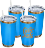20 oz Tumbler Bulk Stainless Steel Tumblers with Lids and Straws Baby Blue by MetalyaTumblers