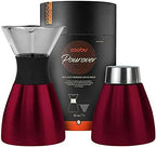 asobu Insulated Pour Over Coffee Maker (32 oz.) Double-Wall Vacuum, Stainless-Steel Filter and Take on the Go Carafe (Burgundy) by Asobu
