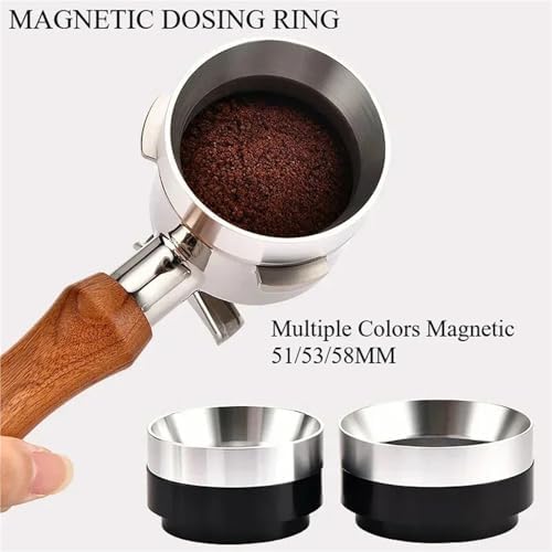 Magnetic Aluminum Espresso Dosing Ring Dosing Funnel, 51mm 53mm 58mm, Coffee Accessories for Portafilters(Silver 51MM) - Image 3