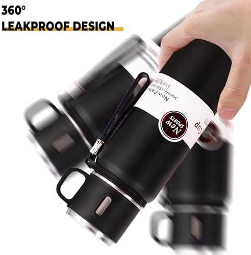 1000ml Double wall vacuum Leakproof stainless steel wide mouth insulated water bottle,tea tumbler with tea strainer infuser basket,cup and lid; travel coffee thermoses hot drinks,cold thermal flask - Image 7