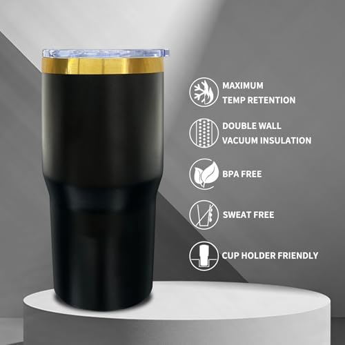 20 oz Tumbler Bulk Stainless Steel Tumblers with Lids and Straws Black - Image 3