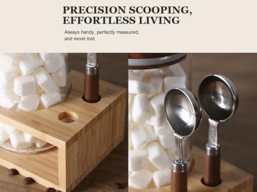 KKC HOME ACCNETS Glass Canister Set with Bamboo Rack & Scoops - 39oz - Image 5