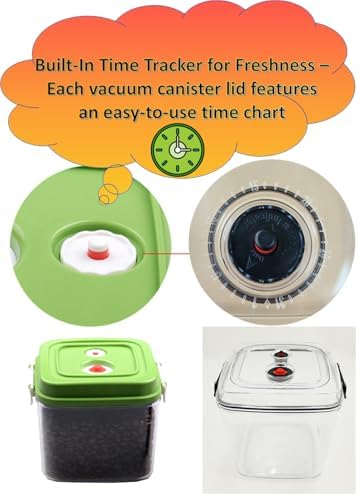 TFORESTER Vacuum Canister Set for Coffee, Tea, Dry Goods – 500ml 1200ml 3000ml Containers with Manual Pump&Time Chart – Food Storage,Bar Essentials, Espresso, Bulk Ground - Image 3
