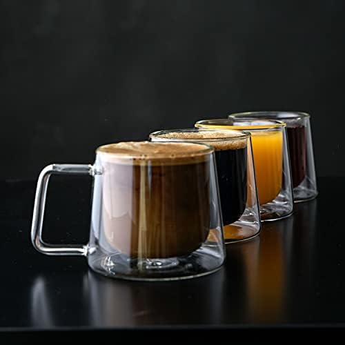LEMONSODA Double Walled Glass Coffee Mugs with Handles, Set of 4, 250 mL. - Image 4