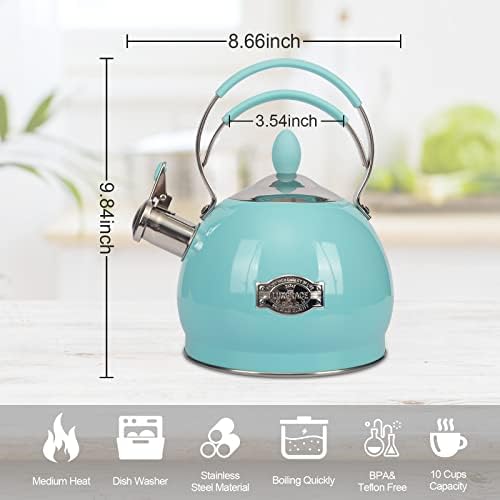 Whistling Tea Kettle Stainless Steel Teapot, Teakettle for Stovetop Induction Stove Top, Fast Boiling Heat Water Tea Pot 2.6 Quart - Image 5