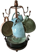 Creation Core Vintage Bronze Iron Coffee Cup Holder Storage Premium Rustic Tea Mug and Saucer Display Rack Holds 6 Cups by La+La+Pet