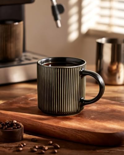famiware Coffee Mug Set of 8, Star 12 oz Ceramic Mugs Cups Set with Handle - Image 4