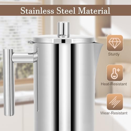 Gugxiom Stovetop Espresso Maker, 12Cup 17.5 oz Moka Pot, Stainless Steel Italian Coffee Machine Maker, Cuban and Italian Coffee Maker, Coffee Gift for Home Travel - Image 4