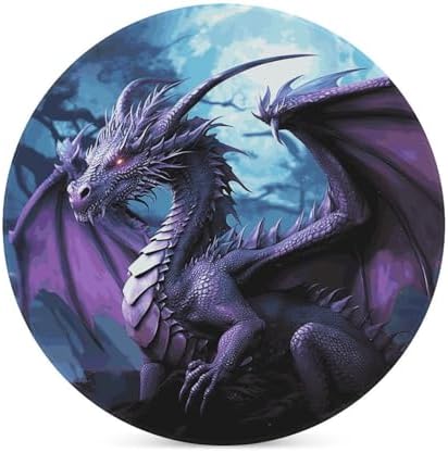 6PCS Purple Dragon Purple Moon Coasters Non-Slip Round Drink Coasters with Ceramic Stone and Cork Base, Heat Resistant Absorbent 33.00Stone Coaster Set for Kinds of Mugs and Cups, 4 Inch - Image 3