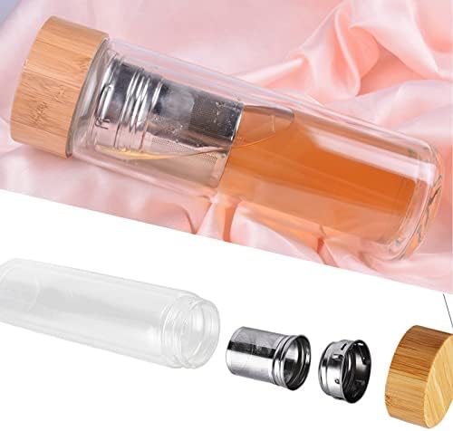 Tea Flask Tea Infuser Bottle,Double Wall Glass Portable Travel Mug, Tea Tumbler Water Bottle,400ml Tea Infuser Bottle Double Wall High Borosilicate Glass Insulated Glass Tea Bottle - Image 3