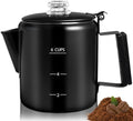 6 Cup Percolator 304 Stainless Steel Coffee Pot Coffee Maker Coffee Machine with Solid Wood Handle Transparent Knob Stovetop Greca Mocha for Induction Home and Camping 1000ml 33.8oz Black by Theperfectcombinationofcoffeehomeandhealthylivingmakingeverydayadayofrituals