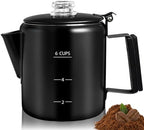 6 Cup Percolator 304 Stainless Steel Coffee Pot Coffee Maker Coffee Machine with Solid Wood Handle Transparent Knob Stovetop Greca Mocha for Induction Home and Camping 1000ml 33.8oz Black by Theperfectcombinationofcoffeehomeandhealthylivingmakingeverydayadayofrituals
