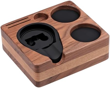 Normcore Compact Tamping Station, Espresso Tamper Station Base, Genuine American Walnut Tamper Holder, Portafilter Holder For 51mm 54mm Coffee Tamper, Distributor, Puck Screen, WDT and Portafilter by NORMCORECOFFEETOOLS