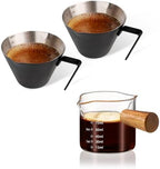 YARRAMATE 100ML Metal Measuring Cups (Black) & 100ML Glass Measuring Cup by YARRAMATE