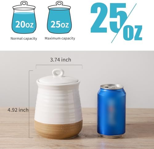 Ceramic Food Storage Jars,25 Oz Porcelain Kitchen Canisters with Airtight Lids Set of 3,Flour Containers for Countertop,Farmhouse Decor Serving Ground Coffee,Tea,Sugar,Pasta and Rice,White＆Yellow - Image 4