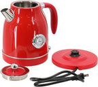 1.8 Quart Electric Tea Kettle and 2 Slice Toaster Combo, Retro Kitchen Appliance Set with Adjustable Browning and Water Temperature Gauge (Red) - Image 5