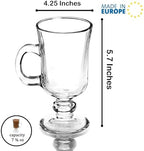 Volarium Irish Coffee Glass Mugs, Latte Cups, Set of 2 Cappuccino and Hot Chocolate Mugs with Handle, Clear Glass Cups for Hot Beverages, 7 3/4 oz - Image 3