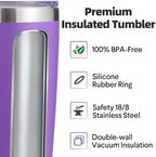 Volhoply 20oz Stainless Steel Tumbler with Lid and Straw Bulk 4 Pack,Double Wall Insulated Travel Iced Coffee Mug Fits Cup Holder,Powder Coated Cups for Hot/Cold Drinks,Gifts for Women（Purple,4 Set） - Image 3