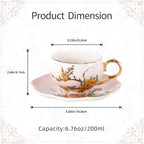 KAMMAK Tea Cups and Saucers Set of 2, Porcelain Coffee Cups, NX039 - Image 2