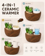 Ceramic Succulent Electric Wax Melt Warmer, 7-Color Flameless LED Light - Image 2