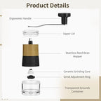304 Stainless Steel Manual Coffee Grinder with Adjustable Burr, Cleaning Brush and Storage Pouch, Portable Espresso Grinder for Home and Travel, Smooth Hand Crank for Espresso, Pour Over and Cold Brew - Image 5
