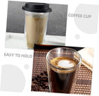 Mikinona Insulated Glass Cup Double Wall Coffee Cup Silicone Lid for Iced Coffee Tea Milk Beverage Modern Design for Family Office Cafe - Image 3