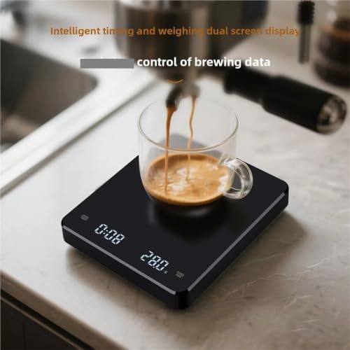 Digital Coffee Scale with Timer, 3kg/0.1g Precision,& Insulating Mat, for Espresso & Hand Brewing, Square Design(USB Black) - Image 3