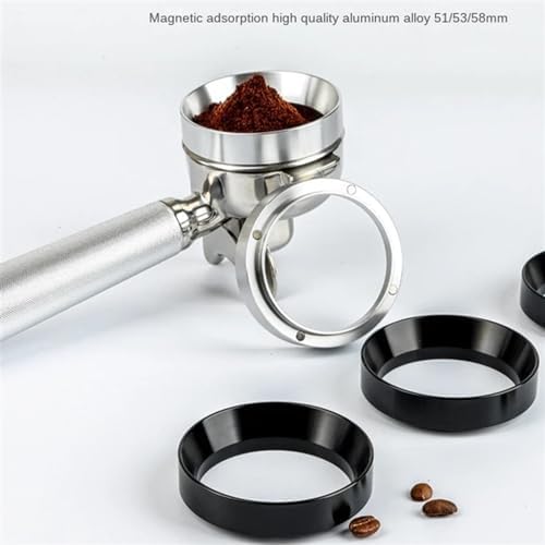 51/53/58mm Espresso Coffee Dosing Ring Coffee Filter Replacement Ring Espresso with 2 Cup 1 Cup Basket Needle Dosing Funnel 54mm(Black,53MM) - Image 2