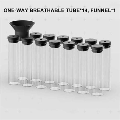 Single Dose Coffee Bean Storage, 14Pcs Glass Tubes Coffee Bean Cellars, With One-Way Exhaust Valve, Metal Stand And Hopper, Single Bottle Capacity 20-22g, For Coffee Storage(Silver) - Image 2