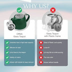 ORNA Ceramic Teapot with Tea Infuser – Small Tea Pot for Loose Leaf Tea – 550ml / 18.6 Oz Porcelain Teapot for 2 Cups with Tea Strainer (Forest Green) - Image 4