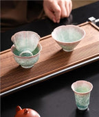 Ceramic Tea/Coffee Cup Set - Retro Crystal Glaze Espresso Cups, 3 oz, Hand-Painted, Suitable for Afternoon Tea or Coffee, Unisex Birthday Gift, Pink and Green Gradient(Gradient Conical Cup) - Image 7