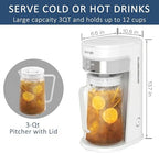 wirsh Iced Tea Maker with 3QT Pitcher, Iced Coffee Maker with Strength Control and Reusable Filter, Perfect For Iced Coffee, Latte, Tea, Lemonade, Flavored Water,White - Image 5
