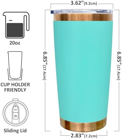 20 oz Tumbler Bulk Stainless Steel Tumblers with Lids and Straws MintGreen - Image 2