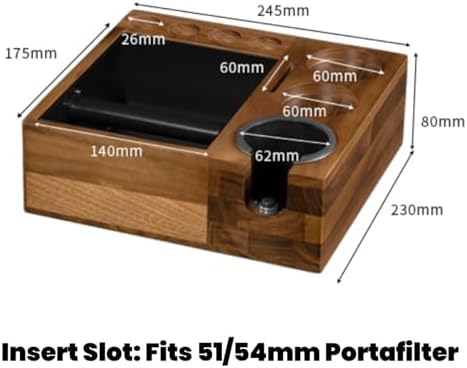 MOJAE 9-in-1 Espresso Knock Box and Espresso Tamper Station,Fits for 51-58mm Portafilter,Tamper and Distributor,Espresso Machine Accessories Organizer (Walnut) - Image 2