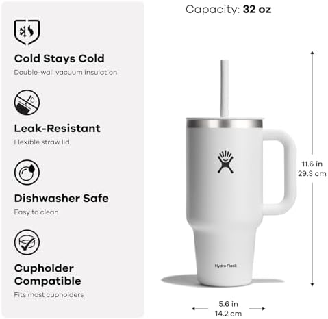 Hydro Flask 32 Oz Travel Tumbler with Handle, Lid and Straw - Insulated Stainless Steel in 32 Oz Cascade Blue - Image 2
