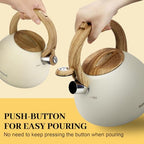 MARSKITOP Tea Kettle, 2.6 Quart Whistling Tea Pot for Stove, Cream White - Image 5