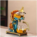 YUDIZWS Lazy Kungfu Drip Teapot,Heat Resistant Tea Set,Sturdy High Borosilicate Glass Teapot,Magnetic Water Diversion Semi-Automatic Teapot Set Magic Tea Set of Holiday Gifts,B fish teapot by YUDIZWS