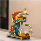 YUDIZWS Lazy Kungfu Drip Teapot,Heat Resistant Tea Set,Sturdy High Borosilicate Glass Teapot,Magnetic Water Diversion Semi-Automatic Teapot Set Magic Tea Set of Holiday Gifts,B fish teapot by YUDIZWS