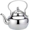 68oz Stainless Steel Teapot with Removable Filter, Portable Coffee Pot for Loose Leaf Tea Bags, Metal Gooseneck Kettle, 2 Liter Hot Water Kettle Boiling Pot, Silver by Alunsito