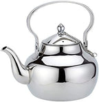 68oz Stainless Steel Teapot with Removable Filter, Portable Coffee Pot for Loose Leaf Tea Bags, Metal Gooseneck Kettle, 2 Liter Hot Water Kettle Boiling Pot, Silver by Alunsito