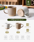 famiware Milkyway Coffee Mugs of 6, 13 oz Mug Set, Ceramic Cup with Handle - Image 4