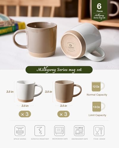 famiware Milkyway Coffee Mugs of 6, 13 oz Mug Set, Ceramic Cup with Handle - Image 4