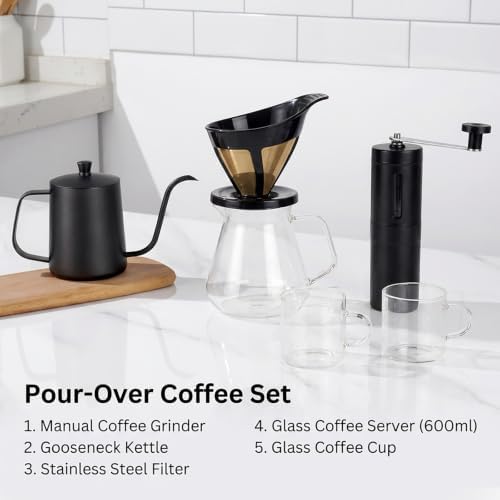 Manual Pour Over Coffee Dripper Set with Grinder, All-in-One Kit - Image 2