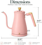 Beautiful Electric Gooseneck Kettle, 1 Liter, 1200W, Stainless Steel Interior, Fast Boil, Precision Pour Spout, Auto Shut-Off & Boil-Dry Protection (Pink) - Image 3