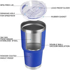 DOMICARE 30oz Tumbler Bulk with Lid and Straw, Double Wall Travel Coffee Mug, Insulated Vacuum Stainless Steel Tumblers, Powder Coated Tumbler Cup (Dark Blue, 8) - Image 5